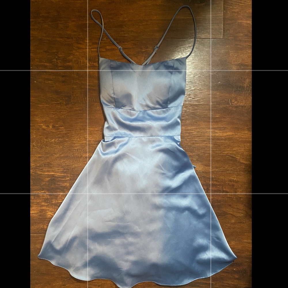 Windsor event dress, light blue satin size small
